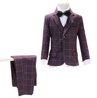 SKCST019 custom-made plaid children's suit style five-piece flower shirt flower girl dress children's suit garment factory 45 degree